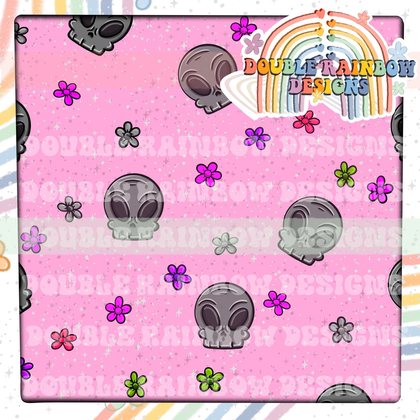 pink floral skulls