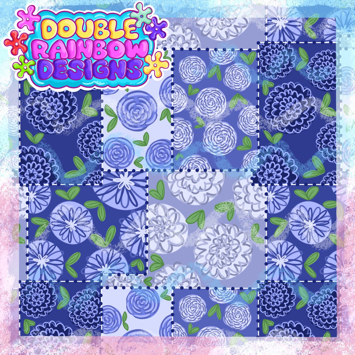 blue patchy floral