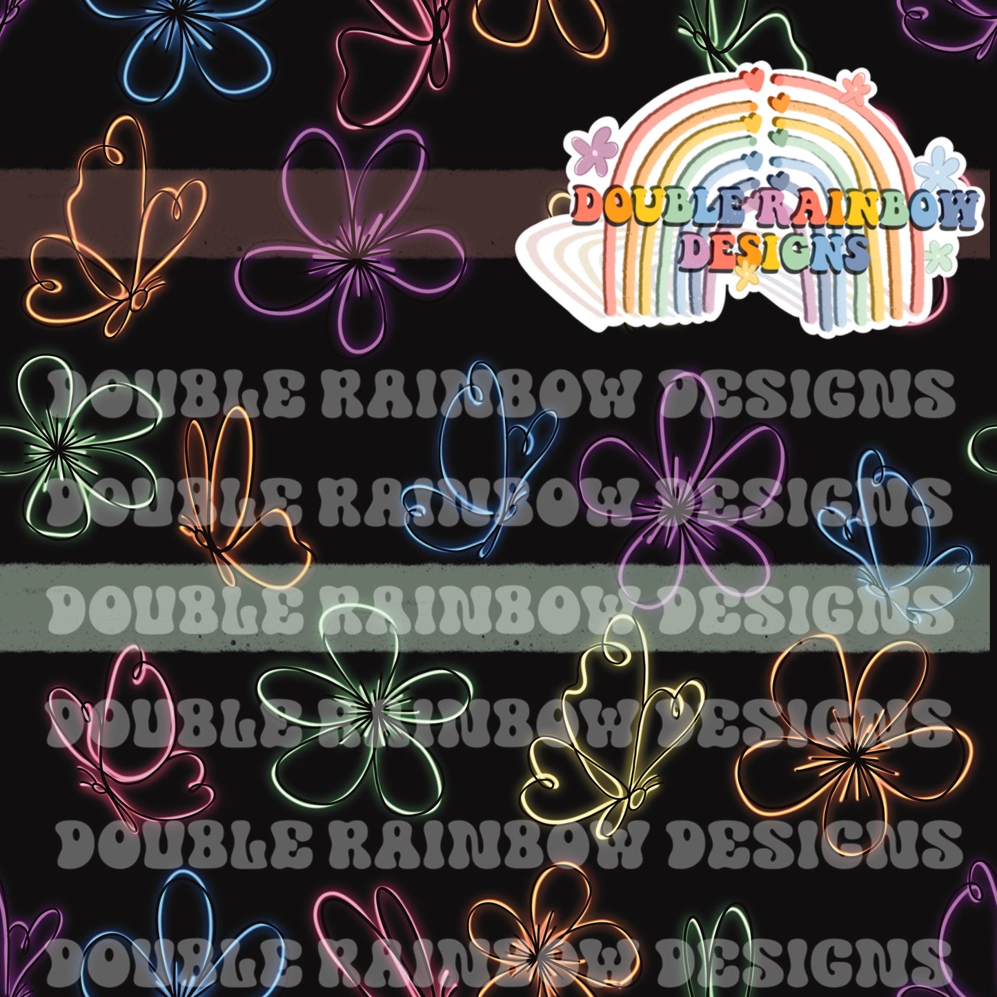 Neon floral butterfly