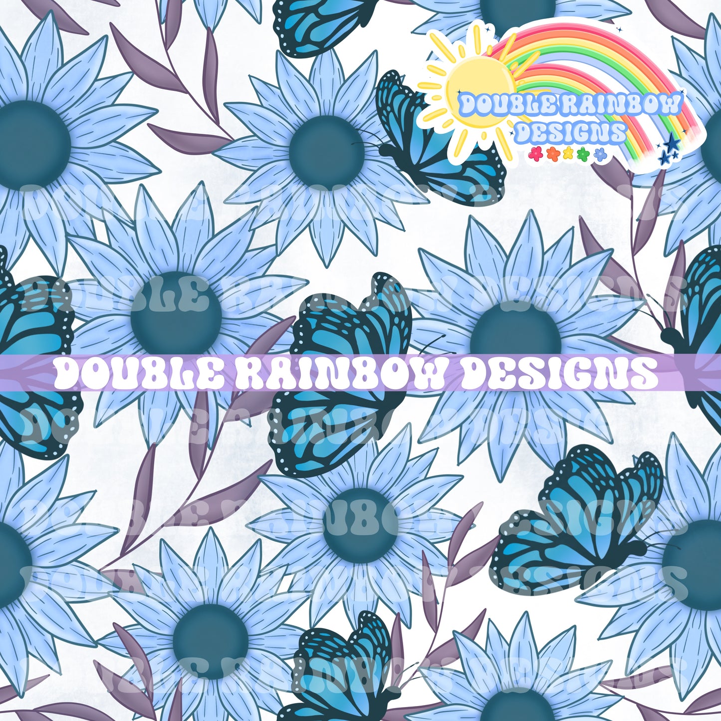 blue butterfly  floral